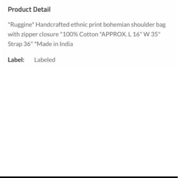 Ruggine "Ocean Breeze" Ethnic Print Boho Bag - Picture 4 of 6